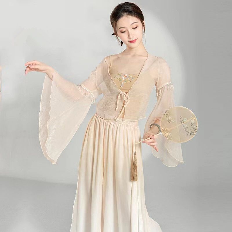 Trang Phục Sườn Xám Biểu Diễn Múa Truyền Thống Trung Hoa Cổ Điển Đính Ngọc Trai Thanh Lịch Cho Nữ