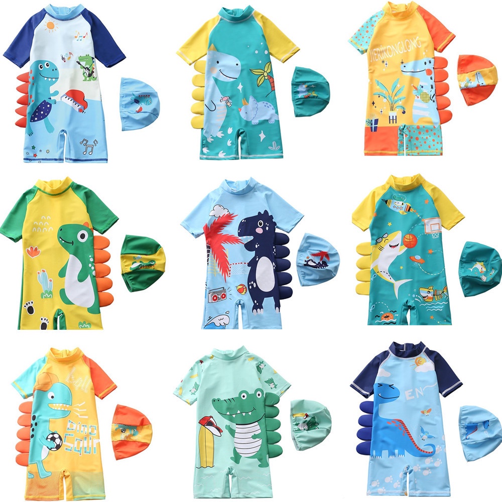 Korean style dinosaur print sun protection swimwear for boys