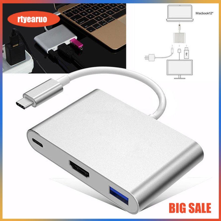 (199K) Bộ Chuyển Đổi Usb 3.1 Type-C Sang 4k Hdmi Usb 3.0 3 Trong 1 Cho Apple Macbook