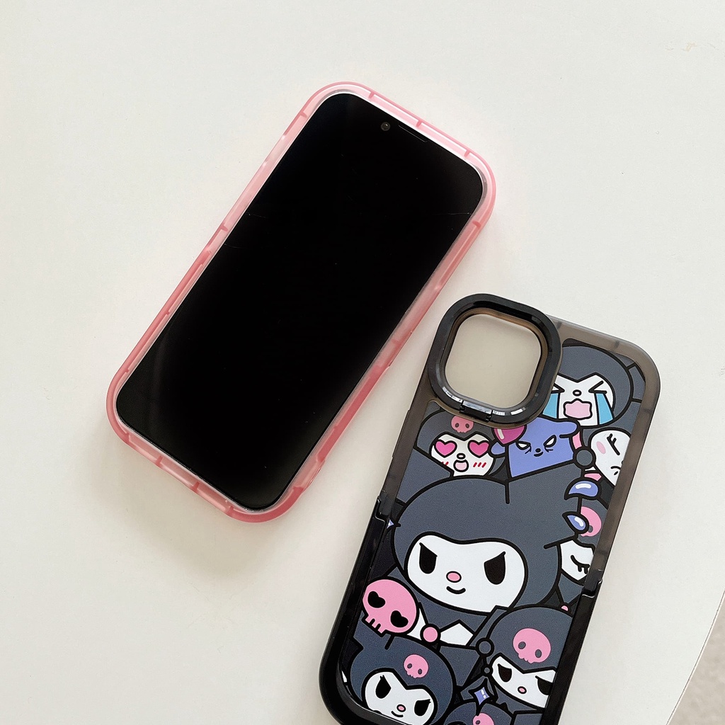 Ốp Điện Thoại Hình Kuromi and Kirby Dễ Thương Có Giá Đỡ Cho Iphone