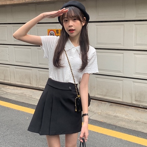 Áo kiểu ZHELIHANGFEI cổ polo dệt kim tay ngắn thời trang tùy chọn màu sắc