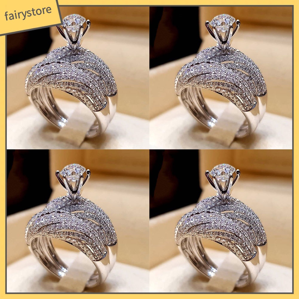 Nhẫn Hợp Kim Đính Đá Lấp Lánh Phong Cách Vintage