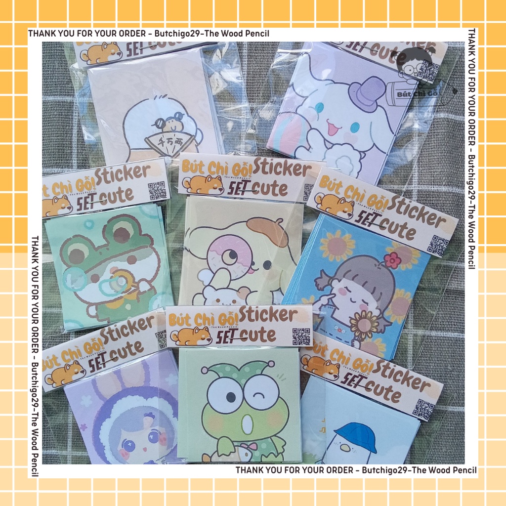 (Mẫu 4) Set 15 miếng Sticker niêm phong gói hàng, gói quà hình animals dễ thương, cute - Butchigo29