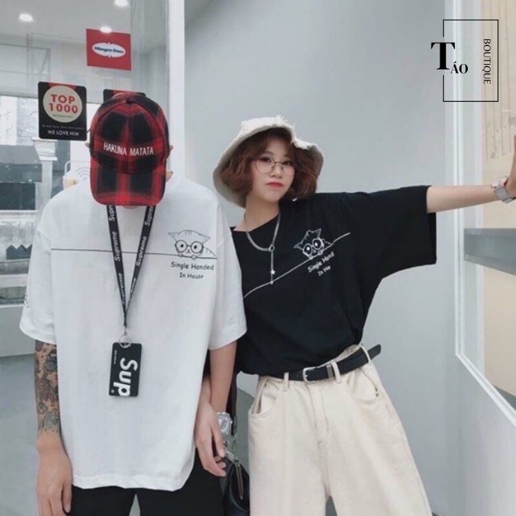 Áo thun Unisex CÚ MÈO basic TEE nhiều màu form rộng tay lỡ, áo phông Hàn Quốc cổ tròn FreeSize dành cho nam nữ
