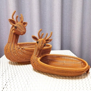 Sáng tạo mây đan gà vịt giả động vật giỏ đựng trái cây hươu khay trái cây lưu trữ giỏ hạt snack giỏ hấp bánh mì