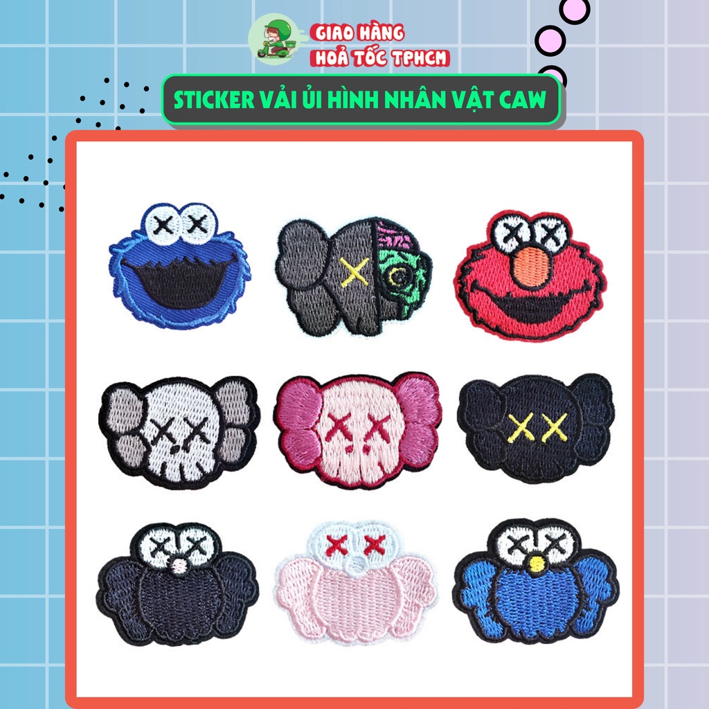 Sticker vải hoặc ủi quần áo ,Patch,Logo ủi nhiệt, hình ép nhiệt chủ đề nhân vật KAWS sáng tạo thiết kế quần áo