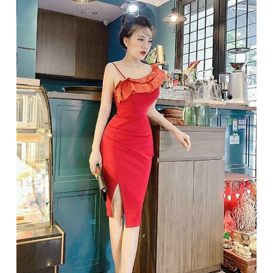 img [HCM] Đầm Body Nữ Xẻ Tà Cao Cấp Thời Trang Nữ Sam Closet Free Size 40-55kg