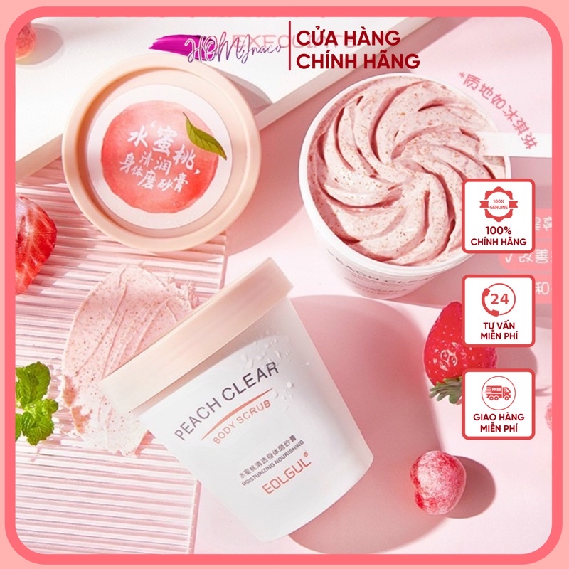 KEM TẨY TẾ BÀO CHẾT CÓ HẠT body TỪ QUẢ ĐÀO heyxi, dưỡng da tẩy ,chăm sóc da ice cream  Peach 200g