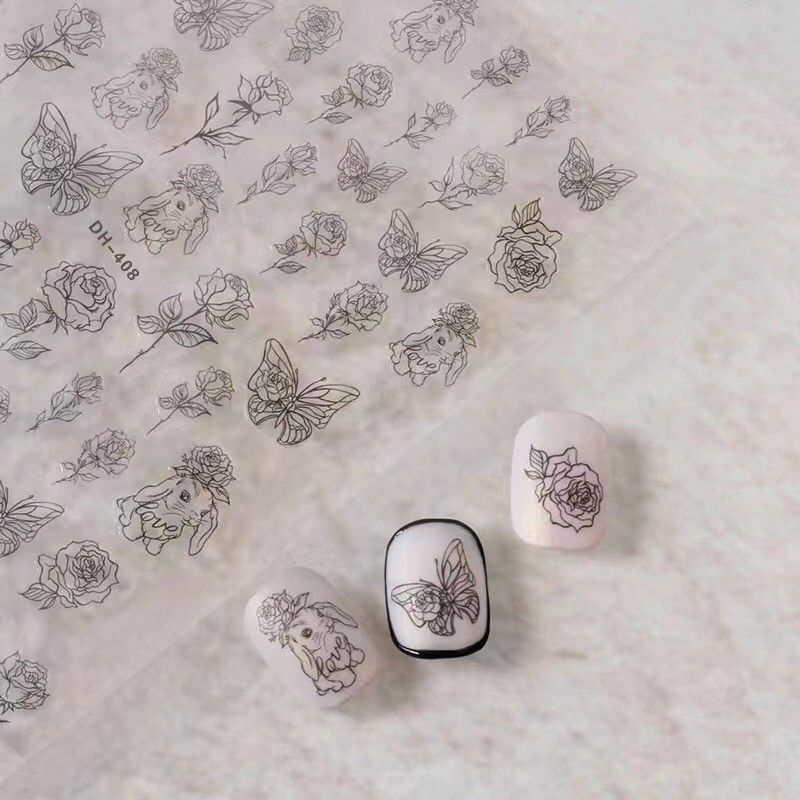 STICKER DÁN MÓNG MẪU BƯỚM REN
