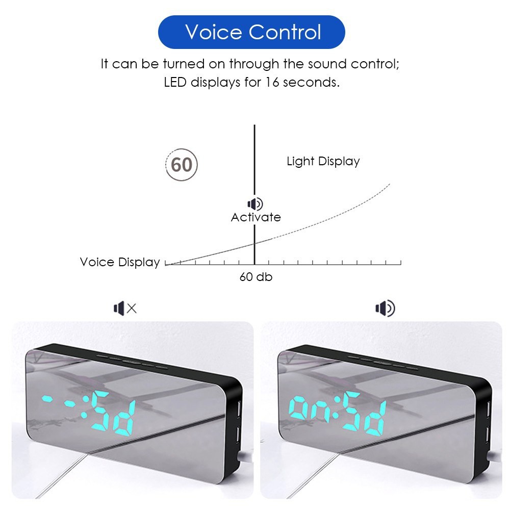 Đồng Hồ Báo Thức Điện Tử Có Đèn Led Và Chức Năng Báo Thức