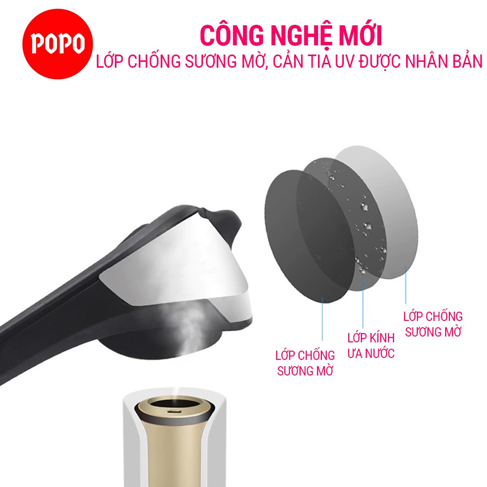 Kính bơi người lớn POPO 710, mắt tráng gương cho thi đấu chuyên nghiệp cản tia UV, chống sương mờ