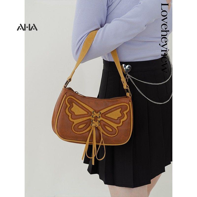 Túi xách AHA official kẹp dưới cánh tay thêu họa tiết phong cách retro Pháp