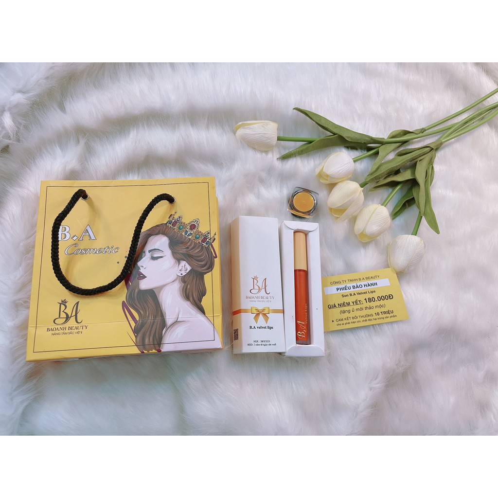 [04 Cam Tây] Son Kem Lì Nắp Vàng Cao Cấp B.A Màu Cam Tây | BigBuy360 - bigbuy360.vn