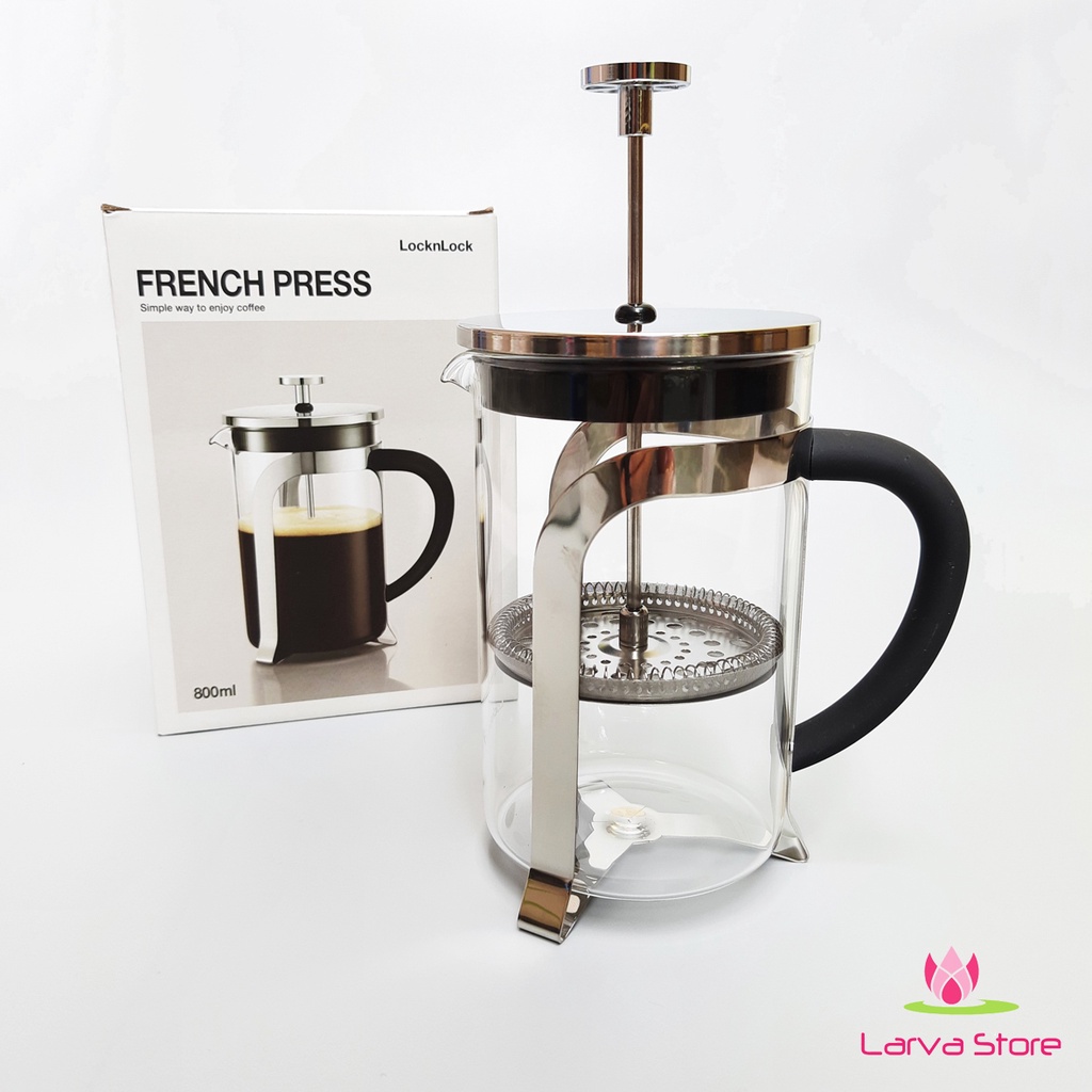 Bình Thủy Tinh Pha Trà, Pha Cà Phê French Press Lock&amp;Lock 800ml LLG019