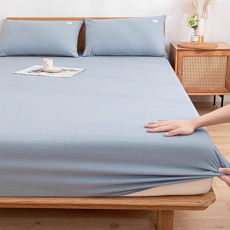 Drap Trải Giường Kèm 2 Vỏ Gối Tici, Ga Trải Giường Cotton Cao Cấp Họa Tiết Trơn