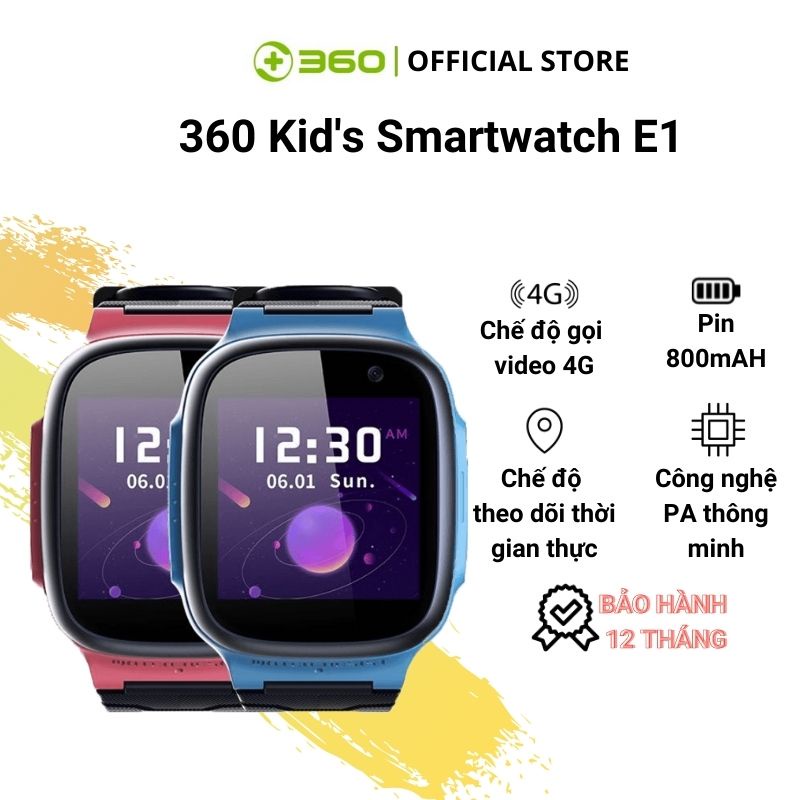 Đồng hồ gắn sim thông minh trẻ em thế hệ mới Qihoo 360 E1 Kid Smartwatch chức năng Định vị, Gọi điện, Nhắn tin