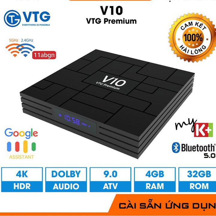 Android TV Box V10 Premium RK3318 RAM 4GB ANDROID TV 9.0 MODEN 2021 mới