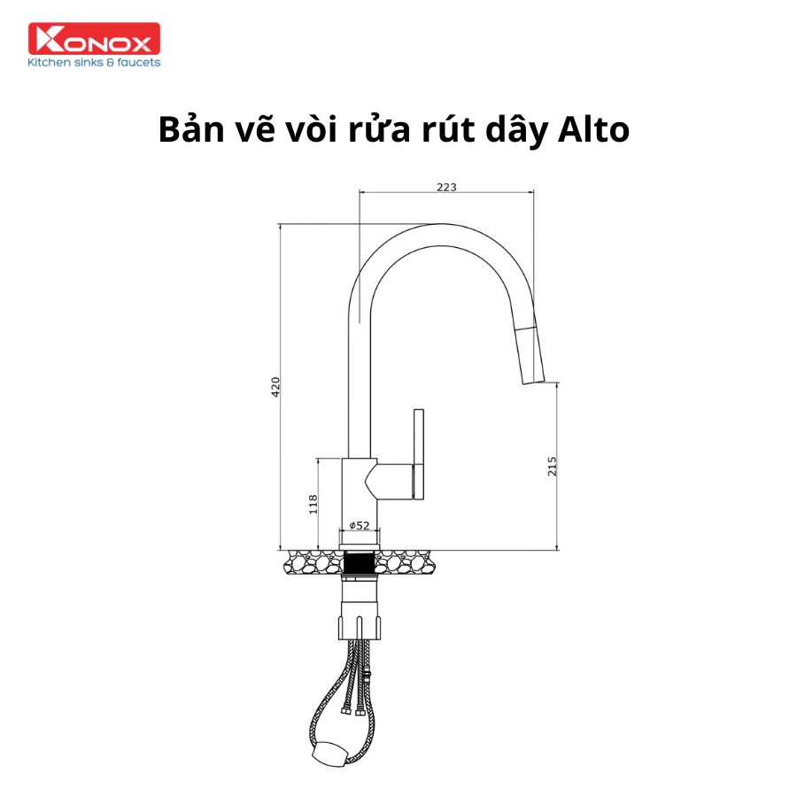 Vòi rửa bát dây rút KONOX Alto