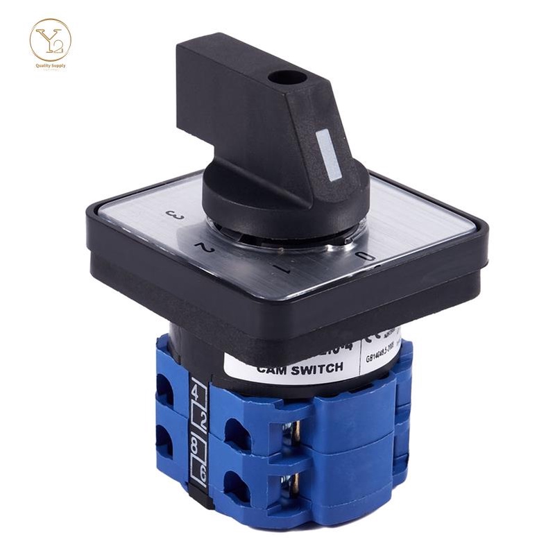 Công Tắc Cam Điều Khiển Xoay 8 Vị Trí 5 Vị Trí 20a Màu Đen + Xanh Dương