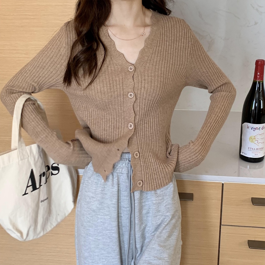 Áo khoác cardigan cổ tim phong cách Hàn Quốc dành cho nữ