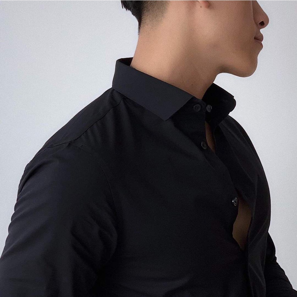 Sơ mi nam dài tay nam trắng đen chất vải cotton mềm mát D365-SM60
