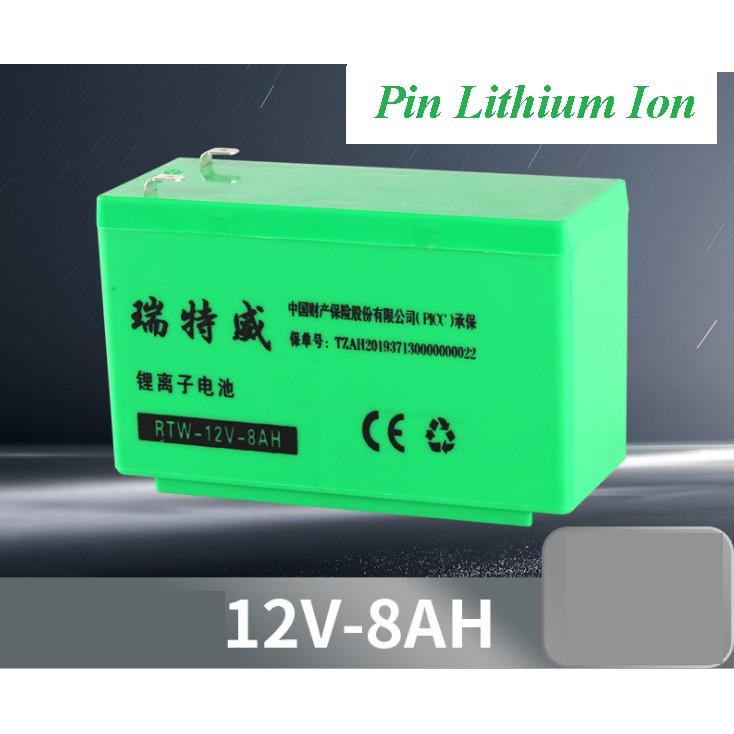 Bình ắc quy 12V 8Ah xanh lá RTW - Bình Ắc quy Lithium Ion cho Bình Xịt Điện Bình