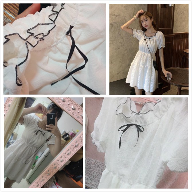 Women's Summer White Puff Sleeve Princess Dress