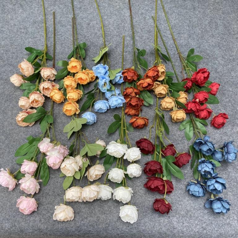 Hoa giả - Cành hoa hồng 6 bông dài 70cm EMA