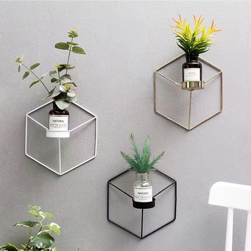 Chân Nến Treo Tường Hình Lục Giác Bằng Sắt Phong Cách Bắc Âu