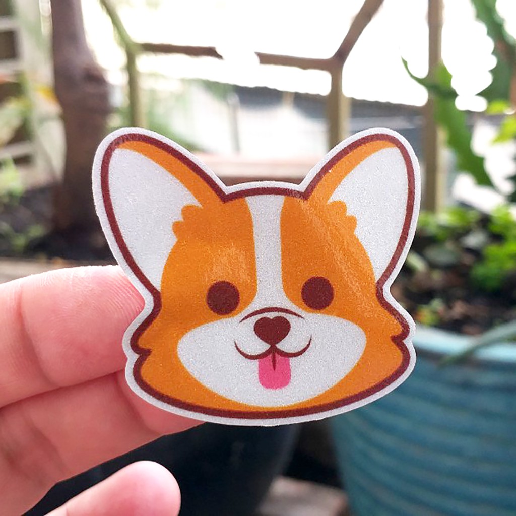 Sticker chó Corgi siêu dễ thương, tem chống nước được cắt sẳn, dùng trang trí nón bảo hiểm, xe máy, laptop, điện thoại