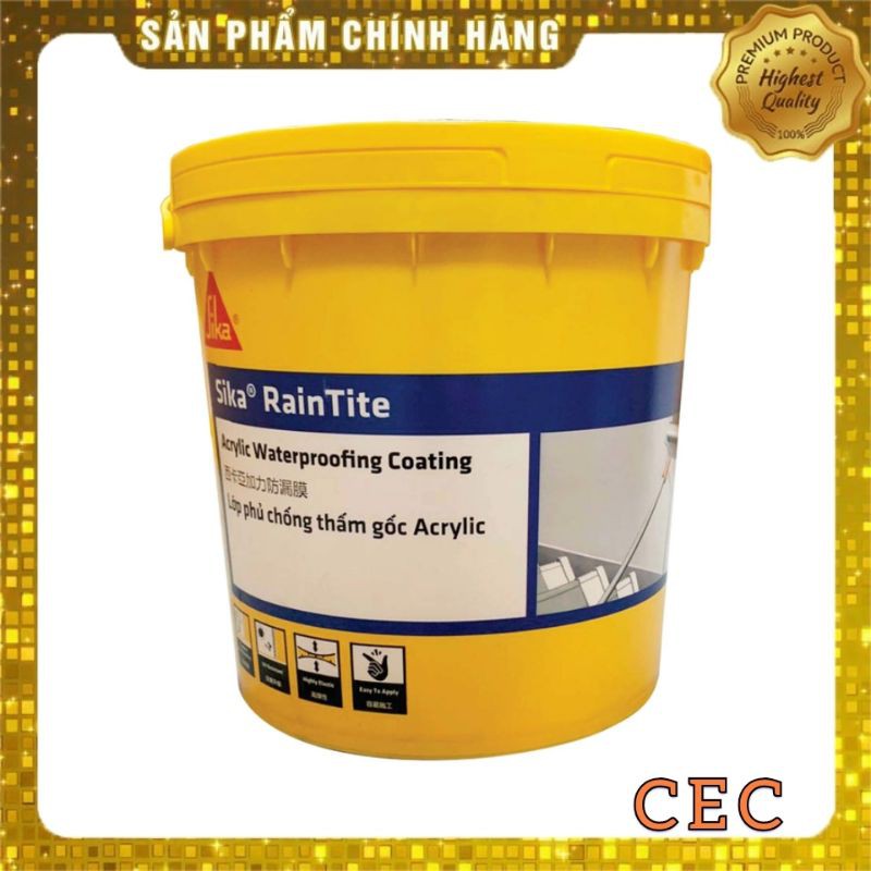 Sơn chống thấm Sika Raintite 4kg - Sơn chống thấm tường ngoài nhà gốc Acrylic