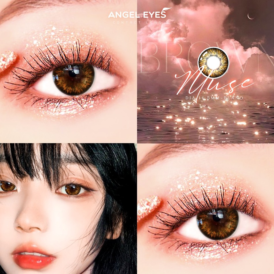 Kính áp tròng Muse màu xám/nâu hiệu Angel Eyes - Đường kính 14.5mm - Không độ