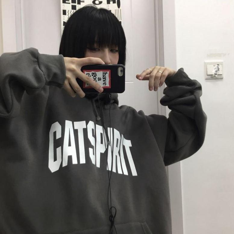 Áo Hoodie, Áo Nỉ Bông Cotton In Chữ CASPIRIT 2 Màu Forrm Rộng Unisex Phong Cách Hàn Quốc Hot 2021