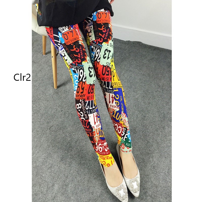 Thời Trang Quần legging Lưng Cao Hoạ Tiết In Thiết Kế Ôm Sát Tôn Dáng