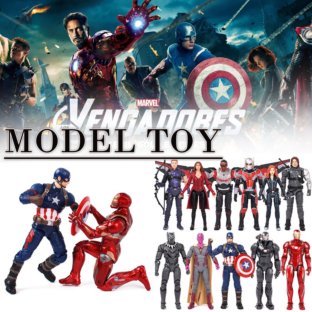 Đồ chơi mô hình Iron Man Captain America Black Panther vui nhộn dành cho bé