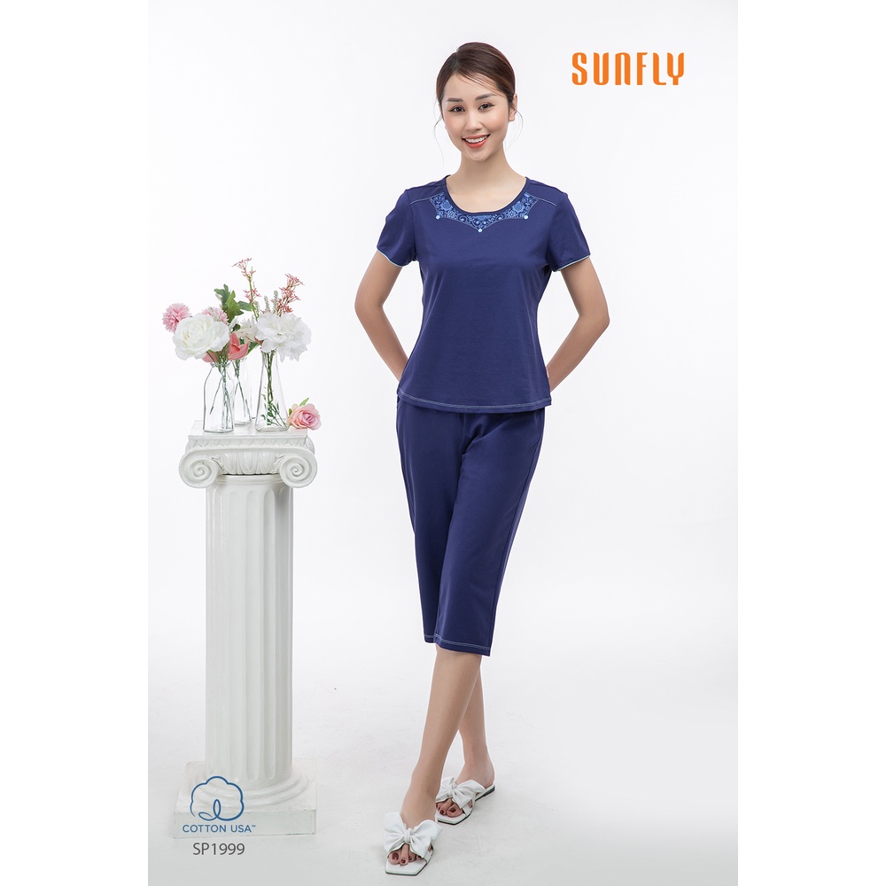 bộ mặc nhà nữ tay ngắn quần lửng hãng sunfly SP1999