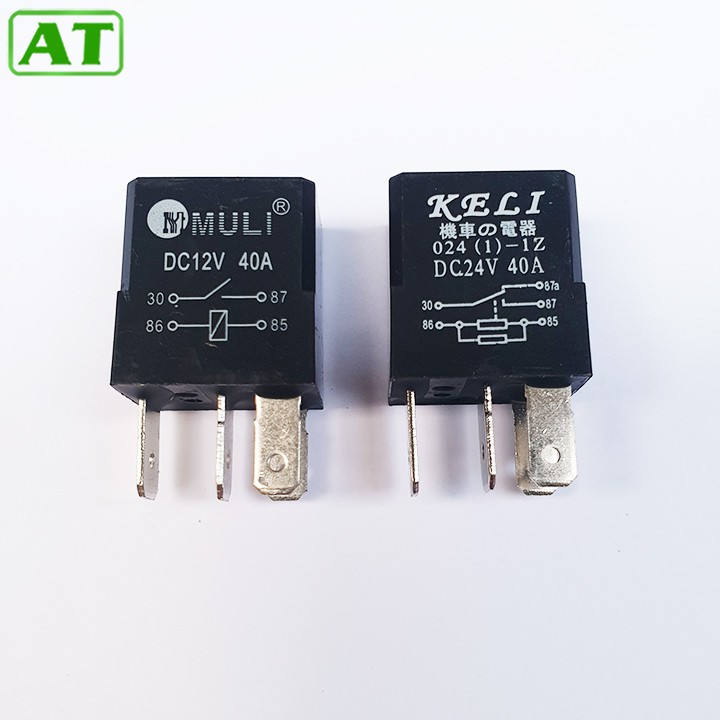 Hộp 20 Relay, Rơ Le Điều Hòa Ô Tô 4 Chân 12V hoặc 24V 40A Màu Đen