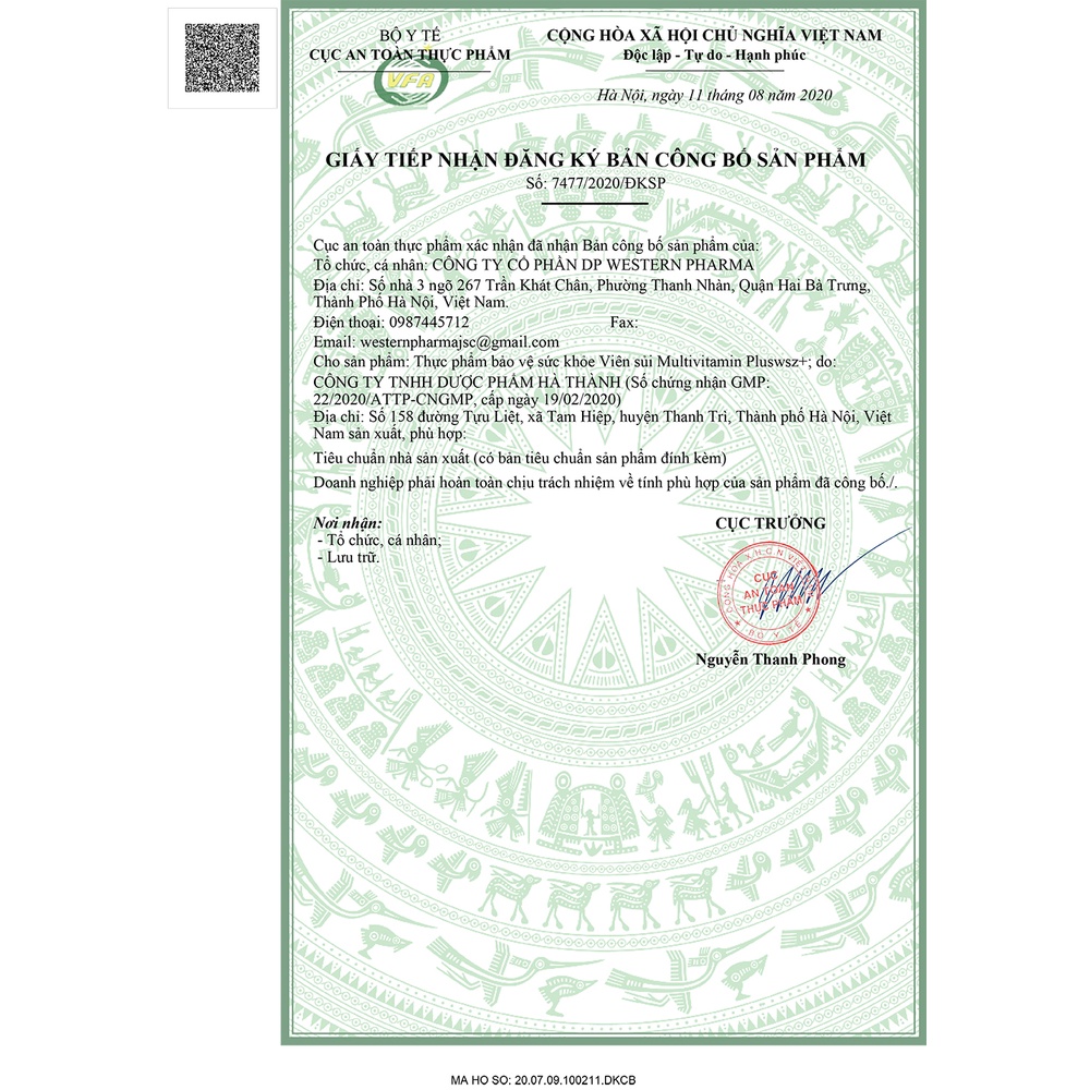 Viên sủi hương chanh leo Multivitamin Pluswsz+ Vitamin C, B, PP - Tuýp 20 viên | Thế Giới Skin Care