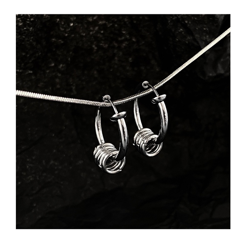 Bông Tai Tròn Bằng Thép Titan Phong Cách Hàn Quốc 19B182