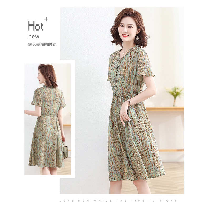 váy cho phụ nữ trung niên  váy trung niên sang trọng dự tiệc Đầm Chiffon Eo Cao Phong Cách Phương Tây Thời Trang Mùa Hè 2022 Mới Mẻ Cho Phụ Nữ Trung Niên Đầm Chiffon Eo Cao Phong Cách Phương Tây Thời Trang Mùa Hè 2022 Mới Mẻ Cho Phụ Nữ Trung Niên