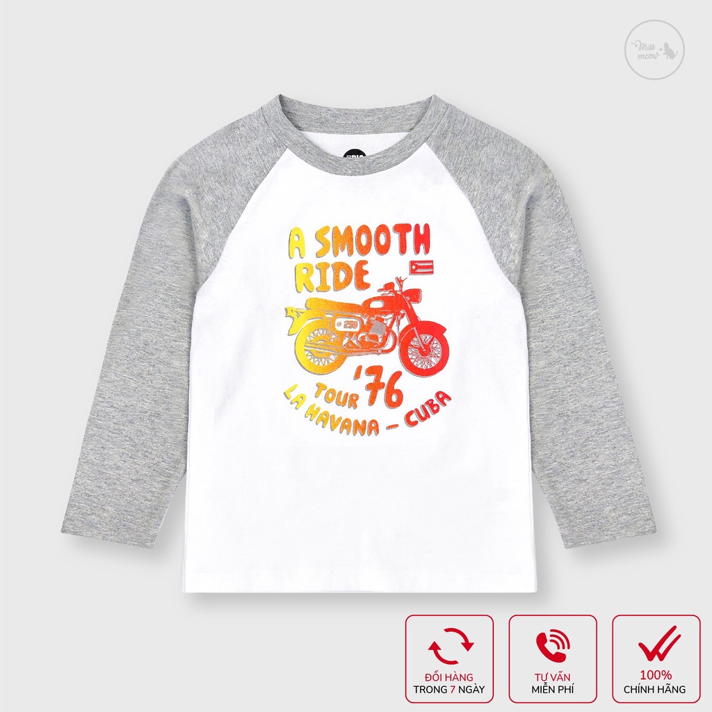 [Made in Vietnam] Áo bé trai BIGFOX - MISS MEOW thu đông, áo dài tay cho bé size đại in moto A SMOOTH RIDE 11 - 38 kg