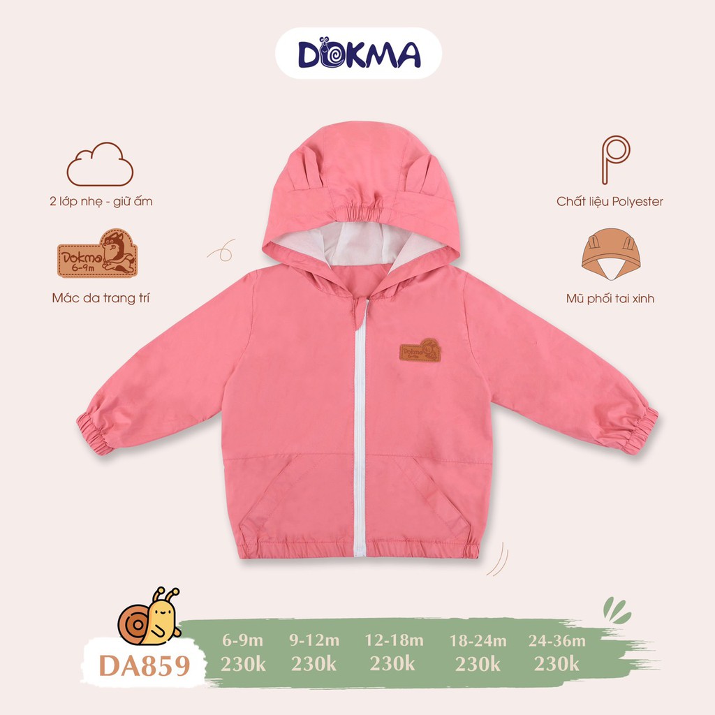 Áo khoác gió mũ phối tai xinh cho bé - DOKMA DA859