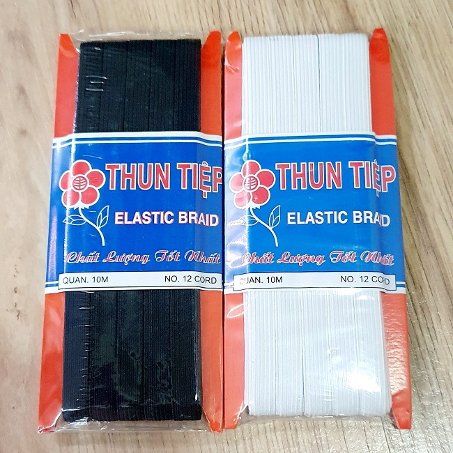 Bộ 2 Tiệp Dây Thun May Mặc Bản 1cm Dài 10 mét Gồm Màu Trắng Và Màu Đen Ứng Dụng Cho Handmade và Trang Trí