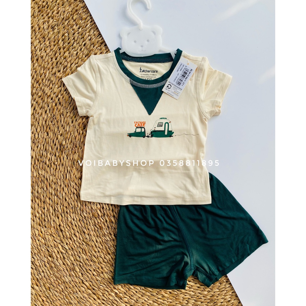 Bộ cộc tay petit họa tiết cổ đáp V cho bé Father Care