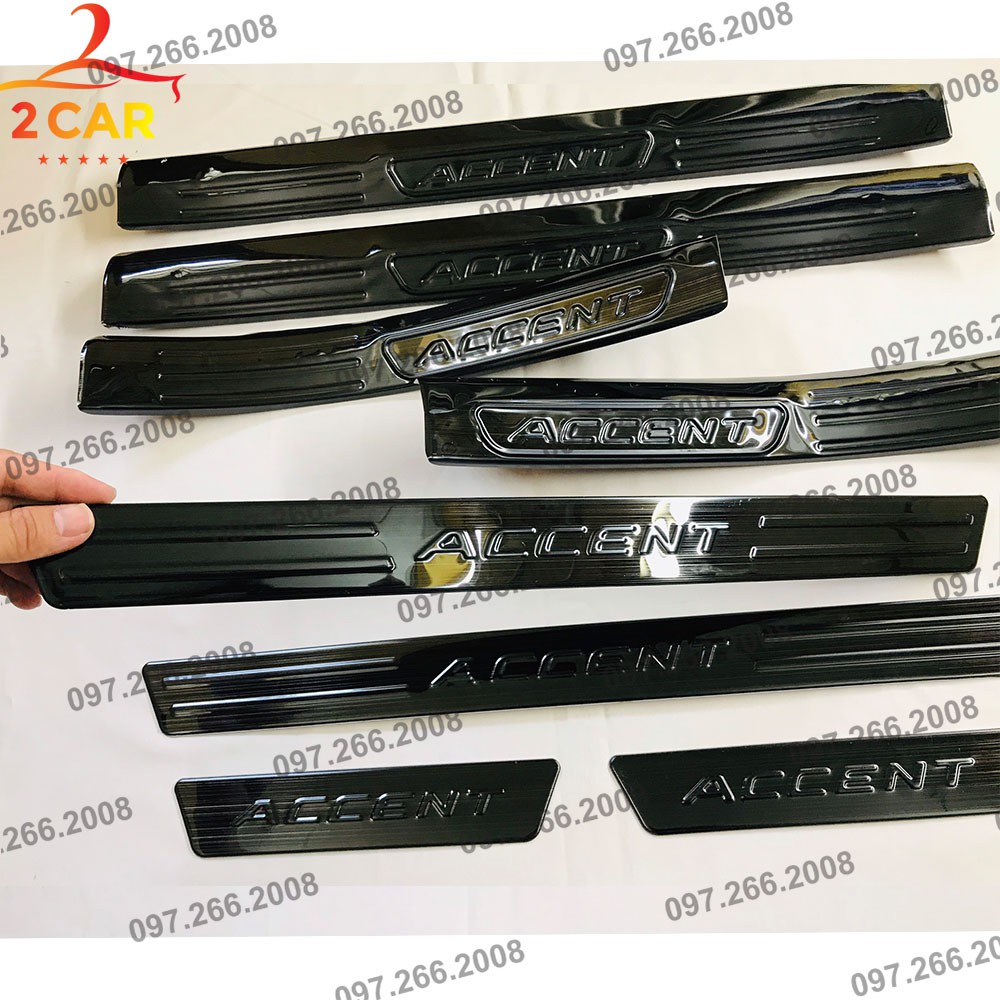 Ốp bậc cửa, nẹp bước chân trong, ngoài xe Hyundai Accent 2018- 2021, 2022, 2023 loại Titan cao cấp
