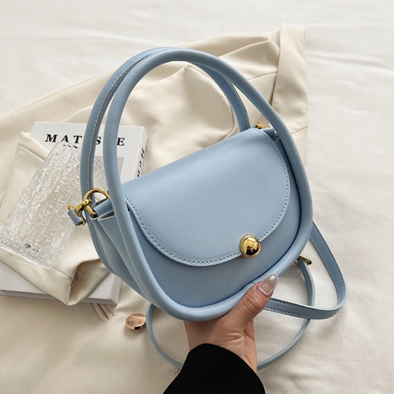 Túi Đeo Chéo Dáng Tròn Nhỏ Màu Trơn Thời Trang Xinh Xắn Cho Nữ