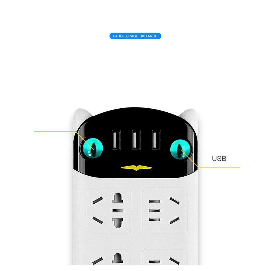 Ổ cắm điện đa năng meo meo tích hợp 3 cổng USB