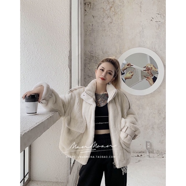 Áo lông thỏ cao cấp phong cách Hàn Quốc MIJOO siêu mượt siêu ấm