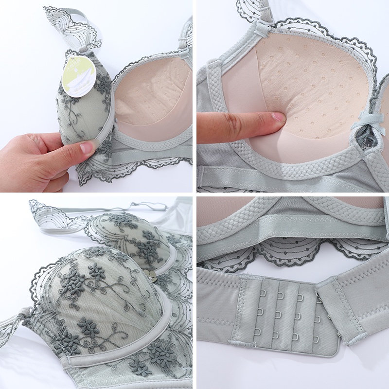 Áo ngực 3/4 cúp phối ren thoáng khí có thể điều chỉnh thoải mái cho nữ