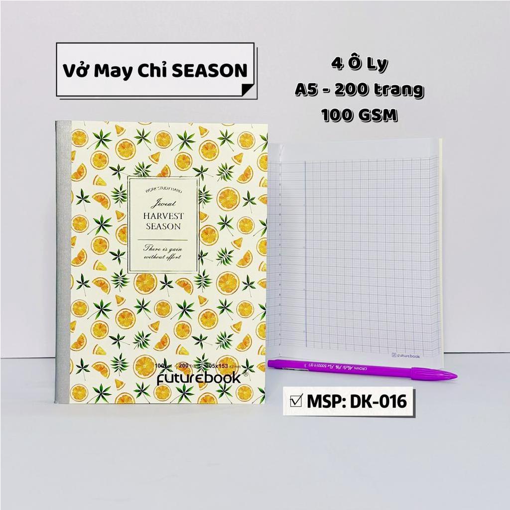 Vở May Chỉ Cao Cấp SEASON- A5- 4 Ô ly- 100 gsm- MSP: DK-016. VPP FUTUREBOOK. Giao ngẫu nhiên.